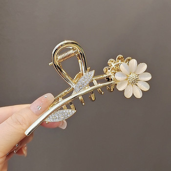 Vintage Sun Flower Hair Claws for Women 2022 New Wedding Hair Jewelry Charm Rhinestone Crystal Clip Hair Clip Daisy Shark Clip