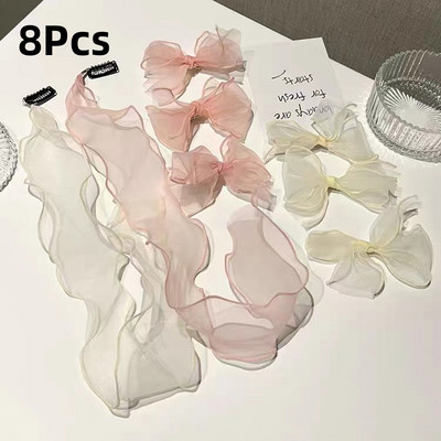 Édes hálós masni hajcsat Koreai Streamer fejdísz Hajkiegészítők Női Pure Desire Super Fairy fonott hajpántok