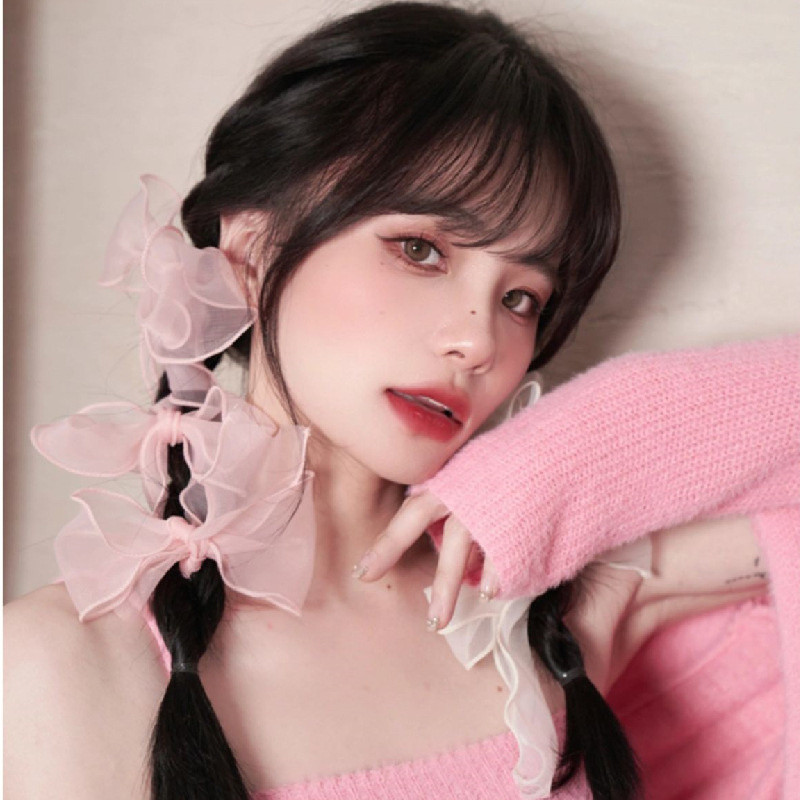 Édes hálós masni hajcsat Koreai Streamer fejdísz Hajkiegészítők Női Pure Desire Super Fairy fonott hajpántok
