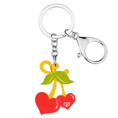BONSNY Ziua Îndrăgostiților Acrilic Dulce Roșu Dragoste Inimă Cireșe Breloc Inel Noutate Breloc Cadouri Adolescenți Bijuterii Pentru Femei Fete