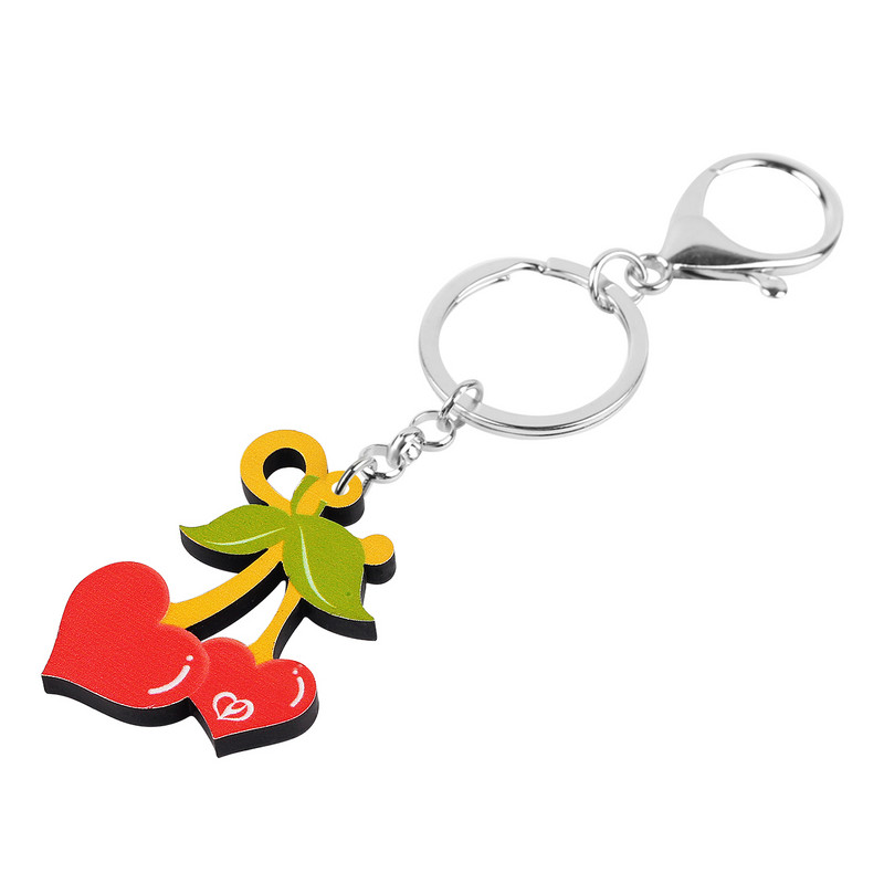BONSNY Ziua Îndrăgostiților Acrilic Dulce Roșu Dragoste Inimă Cireșe Breloc Inel Noutate Breloc Cadouri Adolescenți Bijuterii Pentru Femei Fete