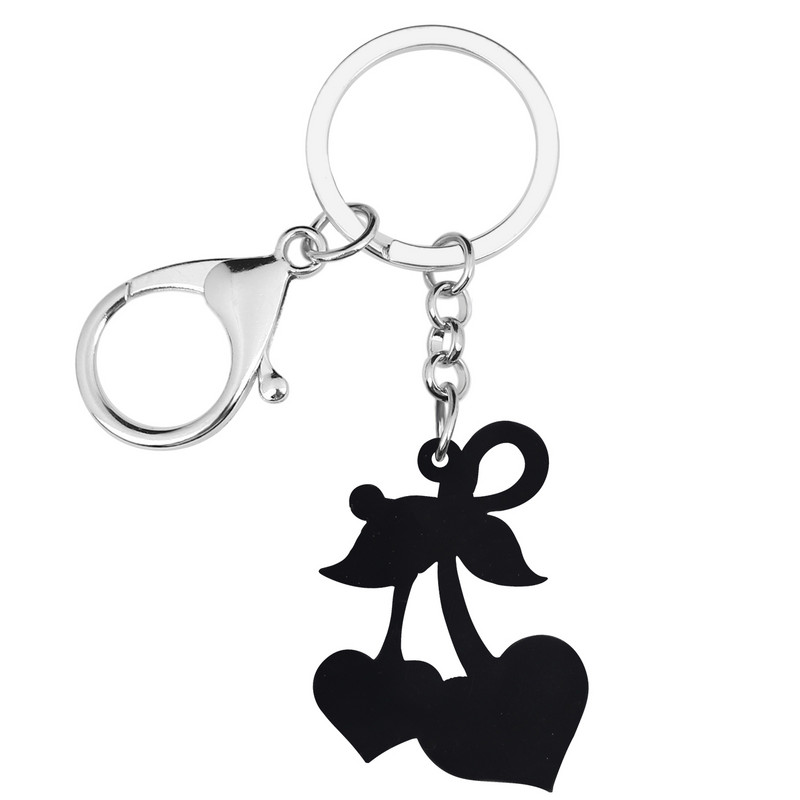 BONSNY Ziua Îndrăgostiților Acrilic Dulce Roșu Dragoste Inimă Cireșe Breloc Inel Noutate Breloc Cadouri Adolescenți Bijuterii Pentru Femei Fete