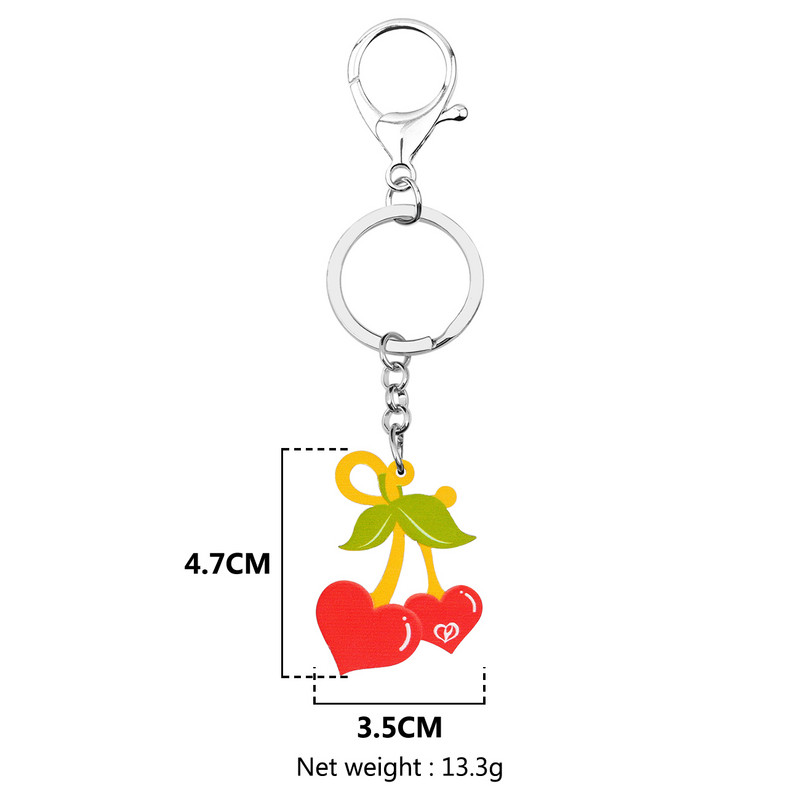 BONSNY Ziua Îndrăgostiților Acrilic Dulce Roșu Dragoste Inimă Cireșe Breloc Inel Noutate Breloc Cadouri Adolescenți Bijuterii Pentru Femei Fete