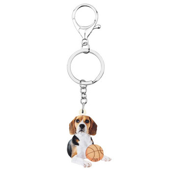 Bonsny Acrylic Cute Beagles Μπρελόκ για σκύλους Μπρελόκ Μακριά κοσμήματα ζώων για κατοικίδια Μπρελόκ για παιδιά Έφηβοι Κλασικά Γούρια δώρου γενεθλίων