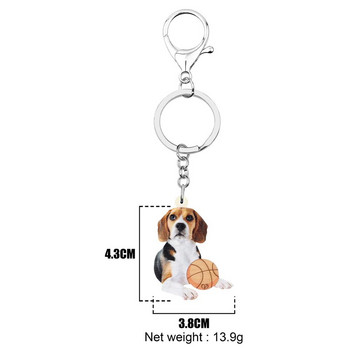 Bonsny Acrylic Cute Beagles Μπρελόκ για σκύλους Μπρελόκ Μακριά κοσμήματα ζώων για κατοικίδια Μπρελόκ για παιδιά Έφηβοι Κλασικά Γούρια δώρου γενεθλίων