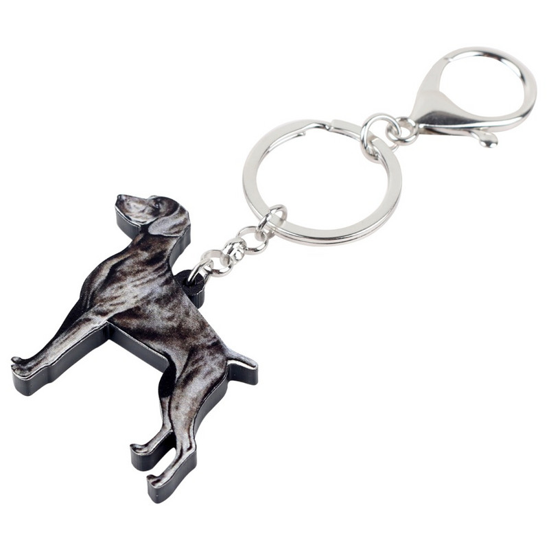 Breloc de chei pentru câini german Weimaraner acrilic Bonsny, breloc, inel, bijuterii animale, pentru femei, fete, iubitori de animale de companie, geantă cadou, poșetă pentru mașină.