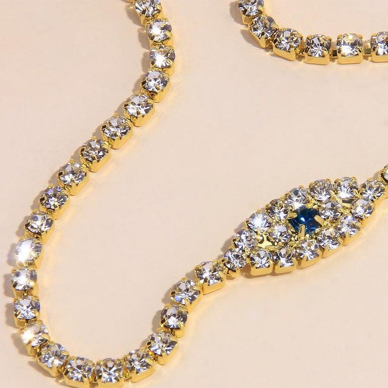 Stonefans Wvil Blue Evil Eye gleznă pentru femei String Boho Tenis Charm Strass Brățări de gleznă Vrac en-gros Cadou de aur