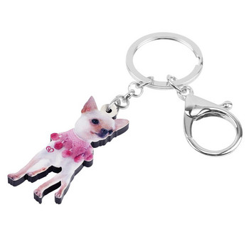 Bonsny Acrylic Lovely Chihuahua Dog Keychains Long Pet Μπρελόκ Ζώο Μπρελόκ Κόσμημα με μπρελόκ για γυναίκες, λάτρεις των παιδιών Αστείο δώρο φεστιβάλ