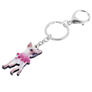 Bonsny Acrylic Lovely Chihuahua Dog Keychains Long Pet Μπρελόκ Ζώο Μπρελόκ Κόσμημα με μπρελόκ για γυναίκες, λάτρεις των παιδιών Αστείο δώρο φεστιβάλ