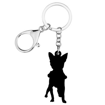 Bonsny Acrylic Lovely Chihuahua Dog Keychains Long Pet Μπρελόκ Ζώο Μπρελόκ Κόσμημα με μπρελόκ για γυναίκες, λάτρεις των παιδιών Αστείο δώρο φεστιβάλ