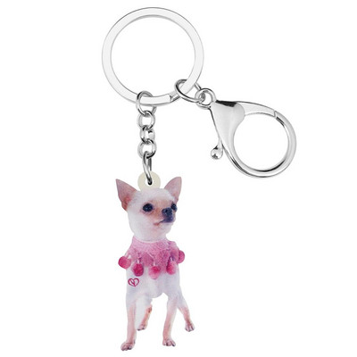 Breloc acrilic adorabil pentru câini Chihuahua, breloc lung pentru animale de companie, breloc cheie, bijuterii pentru femei, copii, iubitori, cadou amuzant de festival