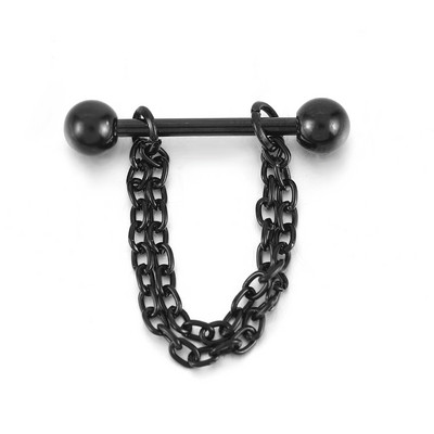 Set piercing pentru mamelon inimă din oțel inoxidabil 14G Lot de piercing pentru mamelon cu aripi de înger negru Pachet de inele pentru mamelon de cristal pentru limbă.