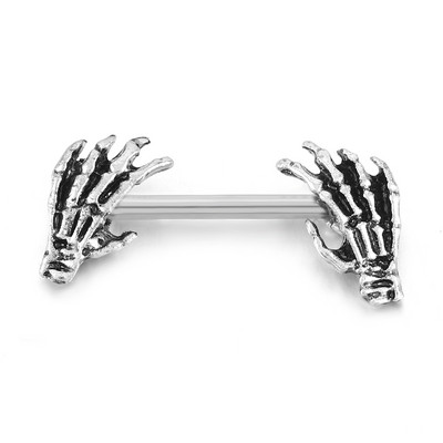 Set piercing pentru mamelon inimă din oțel inoxidabil 14G Lot de piercing pentru mamelon cu aripi de înger negru Pachet de inele pentru mamelon de cristal pentru limbă.