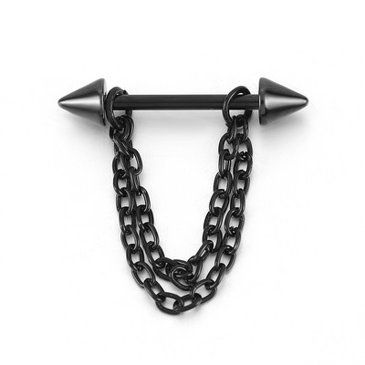 Set piercing pentru mamelon inimă din oțel inoxidabil 14G Lot de piercing pentru mamelon cu aripi de înger negru Pachet de inele pentru mamelon de cristal pentru limbă.