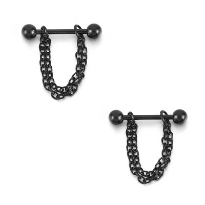 Set piercing pentru mamelon inimă din oțel inoxidabil 14G Lot de piercing pentru mamelon cu aripi de înger negru Pachet de inele pentru mamelon de cristal pentru limbă.