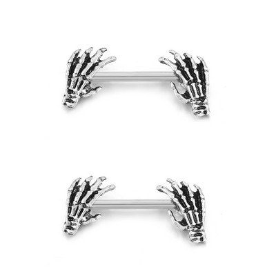 Set piercing pentru mamelon inimă din oțel inoxidabil 14G Lot de piercing pentru mamelon cu aripi de înger negru Pachet de inele pentru mamelon de cristal pentru limbă.