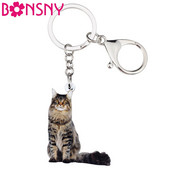 Bonsny Acrilic Elegant Sezat Pisicuta Pisica Breloc Breloc Inel Bijuterii Moda Pentru Femei Fete Doamne Poșetă Breloc Mașină Vrac