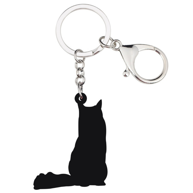 Bonsny Acrilic Elegant Sezat Pisicuta Pisica Breloc Breloc Inel Bijuterii Moda Pentru Femei Fete Doamne Poșetă Breloc Mașină Vrac