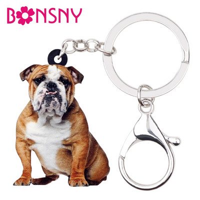 Bonsny Statement Akrilo sėdimas Britų buldogas Mopsas Šuo Raktų Pakabukai Raktų Pakabukai Žiedai Dovana Moterims Mergaitėms Paauglėms Rankinė Pakabukai Dovana