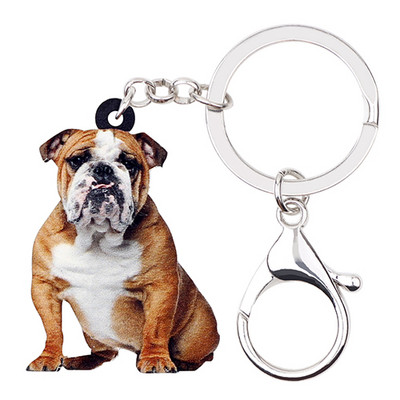 Bonsny Statement akril ülő brit bulldog mopsz kutya kulcstartók kulcstartó gyűrűk ajándék nőknek lányoknak tini kézitáska varázslatok