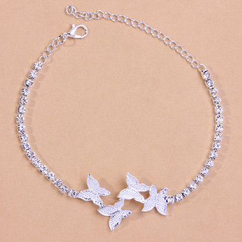 Stonefans Rhinestone Butterfly Foot Chain Глезена Плажна гривна за глезена Гривна на крака Вериги Нови дамски сандали Аксесоари за глезена