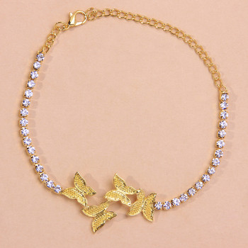 Stonefans Rhinestone Butterfly Foot Chain Глезена Плажна гривна за глезена Гривна на крака Вериги Нови дамски сандали Аксесоари за глезена