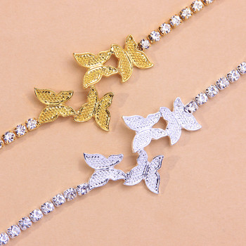 Stonefans Rhinestone Butterfly Foot Chain Глезена Плажна гривна за глезена Гривна на крака Вериги Нови дамски сандали Аксесоари за глезена