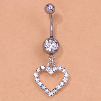 Stonefans Rhinestone Heart Belly Button Nails Body Piercing Jewelry Sexy Crystal Belly Button Ring Бижута на едро за жени