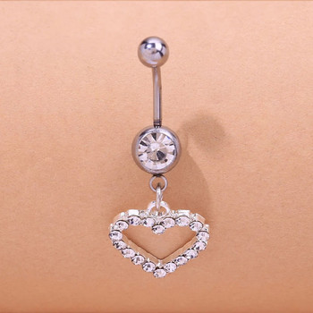 Stonefans Rhinestone Heart Belly Button Nails Body Piercing Jewelry Sexy Crystal Belly Button Ring Бижута на едро за жени