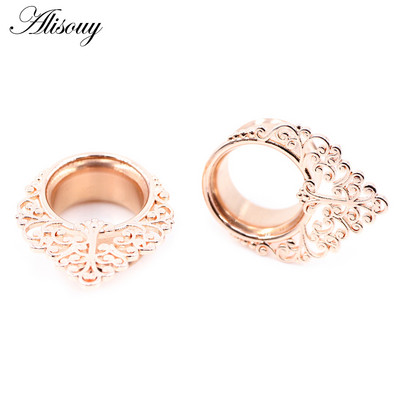 Alisouy 2 bucăți din oțel inoxidabil frunze melci picătură de apă din zirconiu tunel pentru urechi dopuri expansor targă calibre bijuterii piercing pentru corp