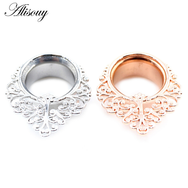 Alisouy 2 bucăți din oțel inoxidabil frunze melci picătură de apă din zirconiu tunel pentru urechi dopuri expansor targă calibre bijuterii piercing pentru corp