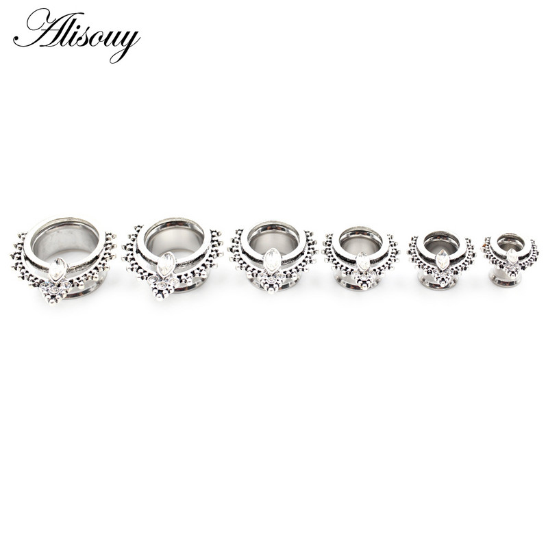 Alisouy 2 bucăți din oțel inoxidabil frunze melci picătură de apă din zirconiu tunel pentru urechi dopuri expansor targă calibre bijuterii piercing pentru corp