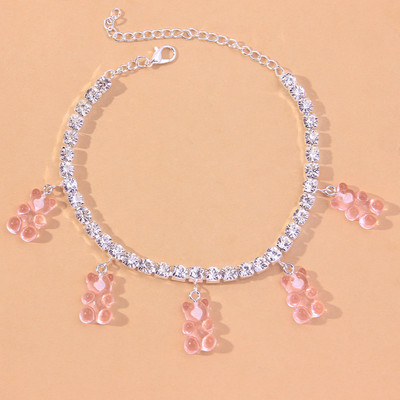 Stonefans Animal Crystal Gummy Teddy Bear Bratara de glezna Comert cu ridicata pentru femei Barbati Indian Tenis glezna Cadouri Bijuterii Lanț pentru picioare
