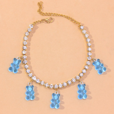 Stonefans Animal Crystal Gummy Teddy Bear Bratara de glezna Comert cu ridicata pentru femei Barbati Indian Tenis glezna Cadouri Bijuterii Lanț pentru picioare