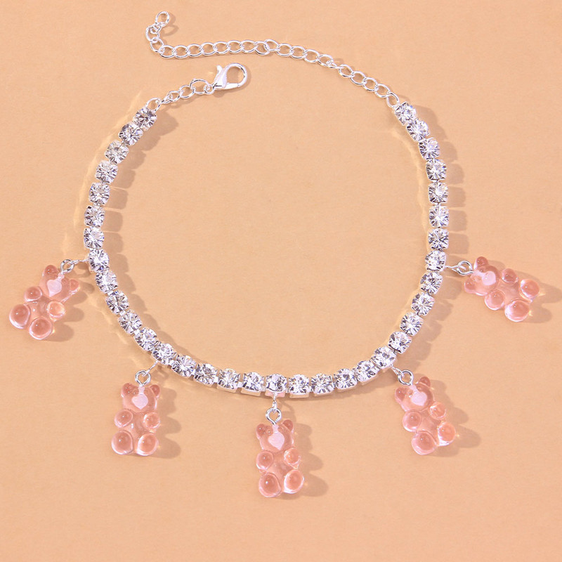 Stonefans Animal Crystal Gummy Teddy Bear Bratara de glezna Comert cu ridicata pentru femei Barbati Indian Tenis glezna Cadouri Bijuterii Lanț pentru picioare