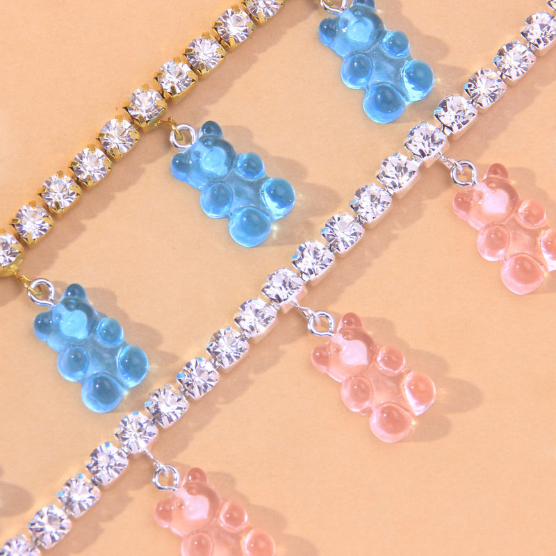 Stonefans Animal Crystal Gummy Teddy Bear Bratara de glezna Comert cu ridicata pentru femei Barbati Indian Tenis glezna Cadouri Bijuterii Lanț pentru picioare