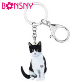 Bonsny acrilic drăguț pisică de lapte breloc breloc breloc dulce animal de companie lanț cheie bijuterii pentru femei fete adolescenți geantă cadou accesorii mașini