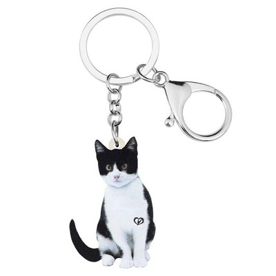 Bonsny acrilic drăguț pisică de lapte breloc breloc breloc dulce animal de companie lanț cheie bijuterii pentru femei fete adolescenți geantă cadou accesorii mașini