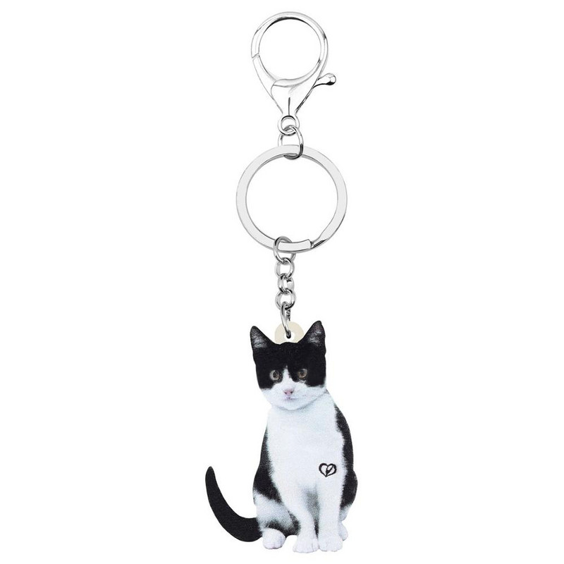 Bonsny acrilic drăguț pisică de lapte breloc breloc breloc dulce animal de companie lanț cheie bijuterii pentru femei fete adolescenți geantă cadou accesorii mașini