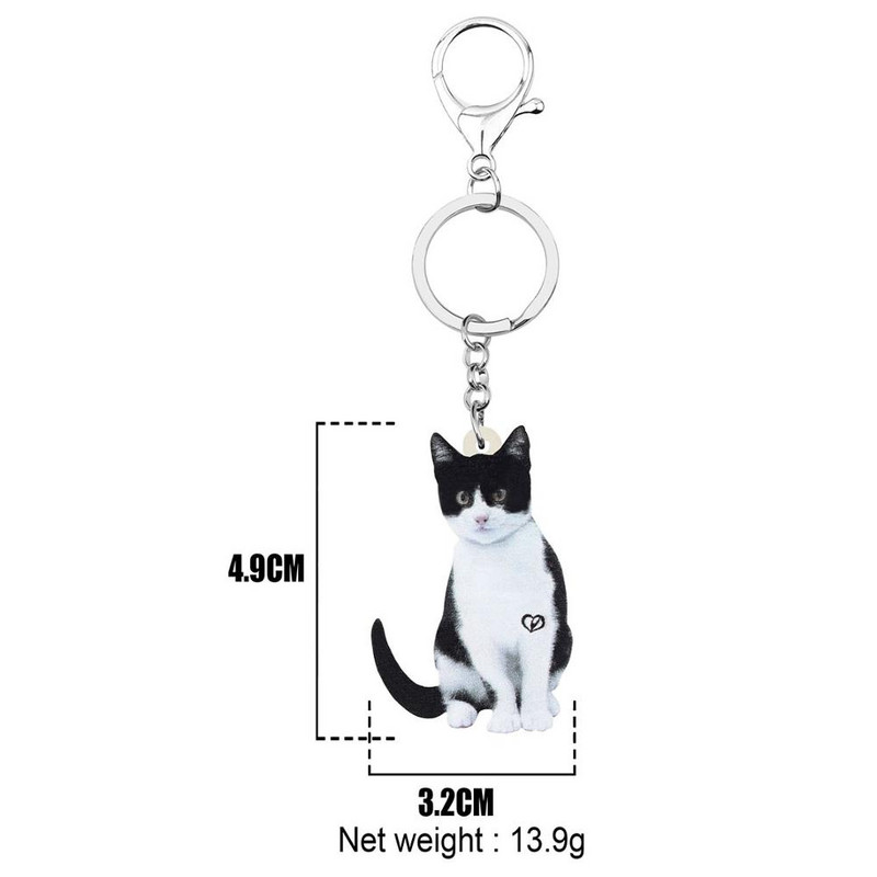 Bonsny acrilic drăguț pisică de lapte breloc breloc breloc dulce animal de companie lanț cheie bijuterii pentru femei fete adolescenți geantă cadou accesorii mașini