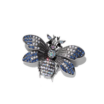 Morkopela Rhinestone Bee Брошка Насекоми Брошки за жени Мъже Винтидж метална игла Щипка за шал Аксесоари за дрехи