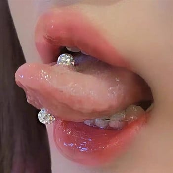 1 τμχ Crystal Zircon Ball Tongue Stud Titanium Steel Piercing Body Jewelry For Women Δαχτυλίδι γλώσσας Lip Stud Nightclub Bar Jewelry