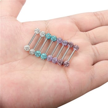 1 τμχ Crystal Zircon Ball Tongue Stud Titanium Steel Piercing Body Jewelry For Women Δαχτυλίδι γλώσσας Lip Stud Nightclub Bar Jewelry