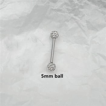 1 τμχ Crystal Zircon Ball Tongue Stud Titanium Steel Piercing Body Jewelry For Women Δαχτυλίδι γλώσσας Lip Stud Nightclub Bar Jewelry