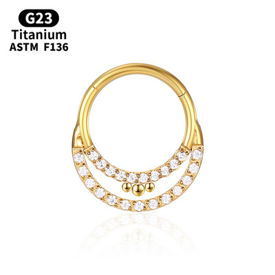 G23 inel cu cerc pentru nas din titan, aur, cu diafragmă, cercei cu bile piercing, Helix, cartilaj, tragus, bijuterii sexy pentru corp.