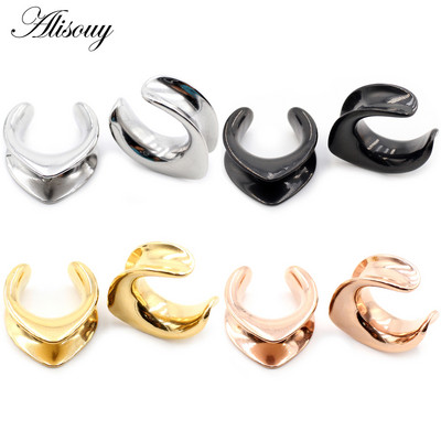 Alisouy 1db 6-30mm rozsdamentes acél V-alakú nyereg Fülcsatornák Dugók Bővítők Hordágyak Mérők Fülbevalók Piercing Testékszerek