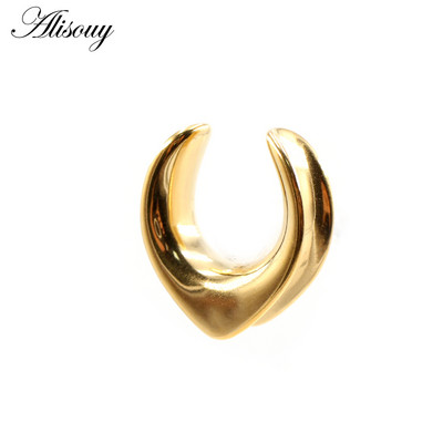 Alisouy 1buc 6-30mm din oțel inoxidabil în formă de V șa tuneluri urechi dopuri expansoare targi calibre cercei piercing bijuterii pentru corp