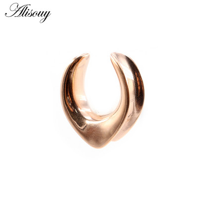 Alisouy 1buc 6-30mm din oțel inoxidabil în formă de V șa tuneluri urechi dopuri expansoare targi calibre cercei piercing bijuterii pentru corp