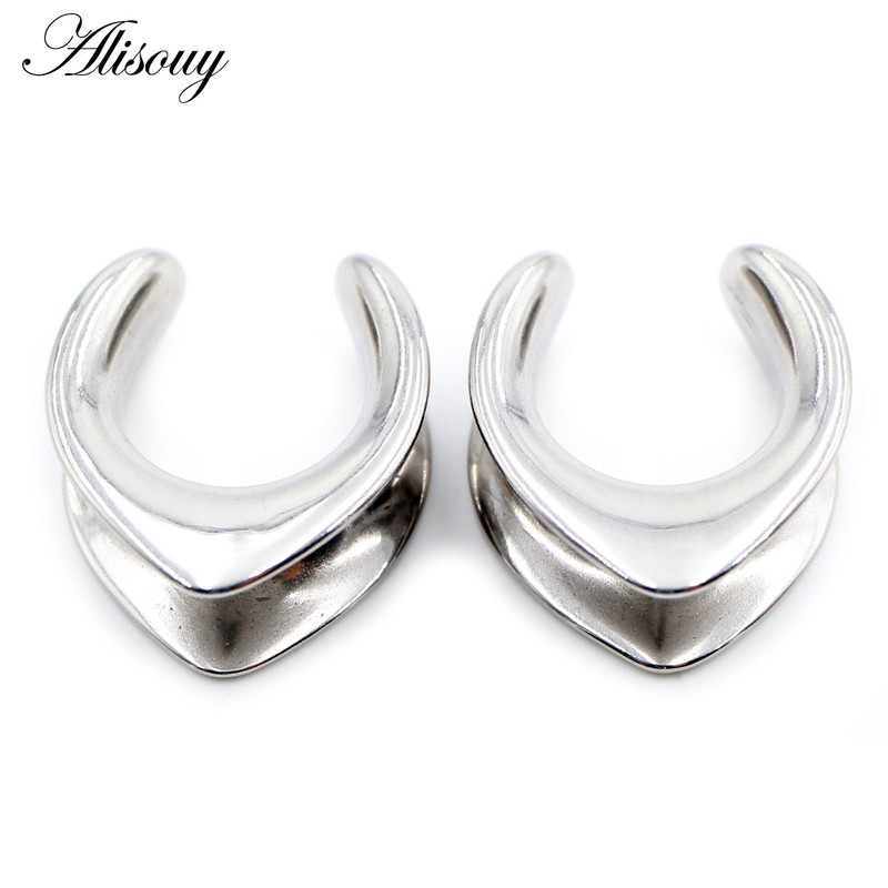 Alisouy 1buc 6-30mm din oțel inoxidabil în formă de V șa tuneluri urechi dopuri expansoare targi calibre cercei piercing bijuterii pentru corp