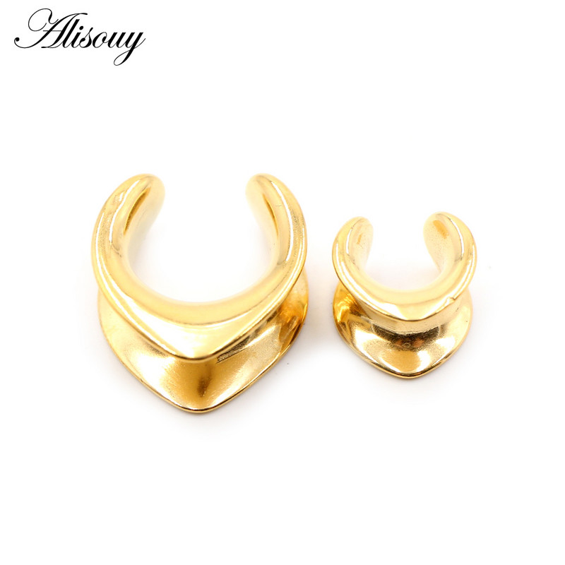 Alisouy 1buc 6-30mm din oțel inoxidabil în formă de V șa tuneluri urechi dopuri expansoare targi calibre cercei piercing bijuterii pentru corp